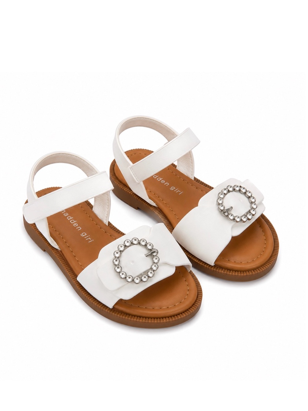 Madden Girl White Girls' Crystal-Accent Buckle Sandals